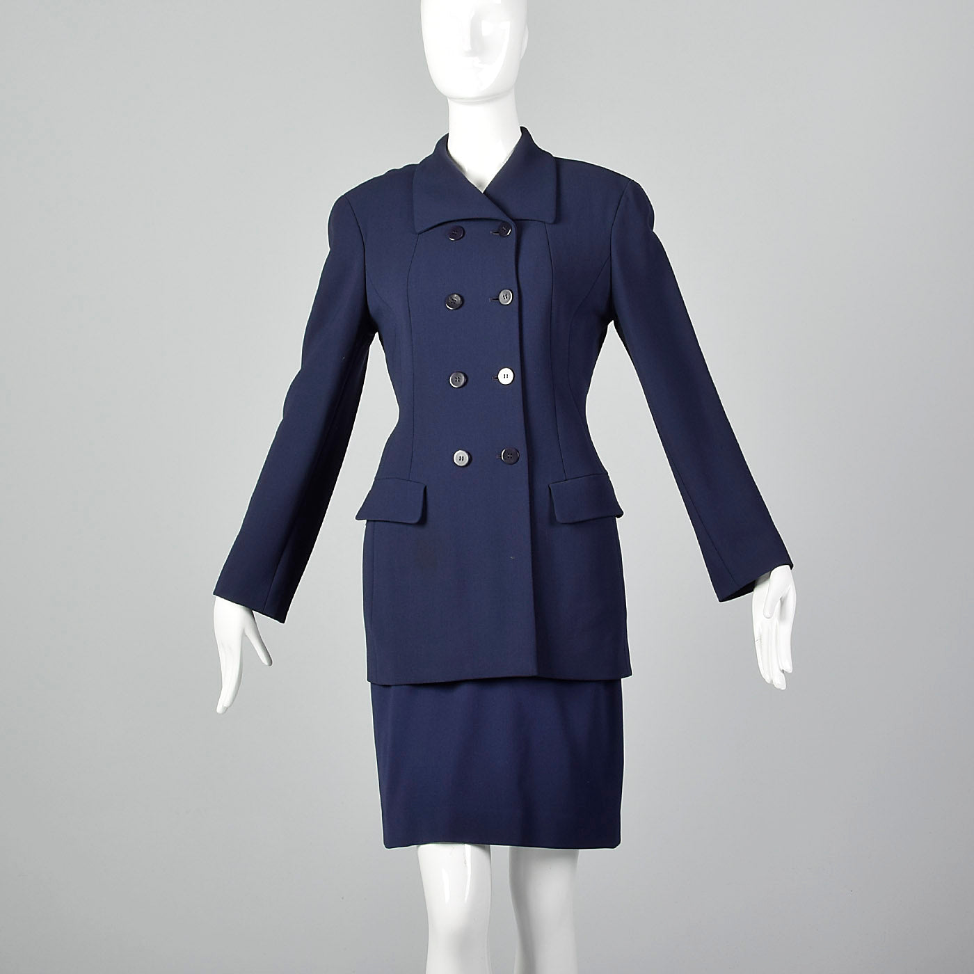 1980s Donna Karan Navy Blue Skirt Suit