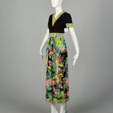 Medium 1970s Mr Dino Floral Maxi Dress Colorful Signature Print