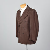 1940s Mens Brown Striped Jacket with Double Breasted Front