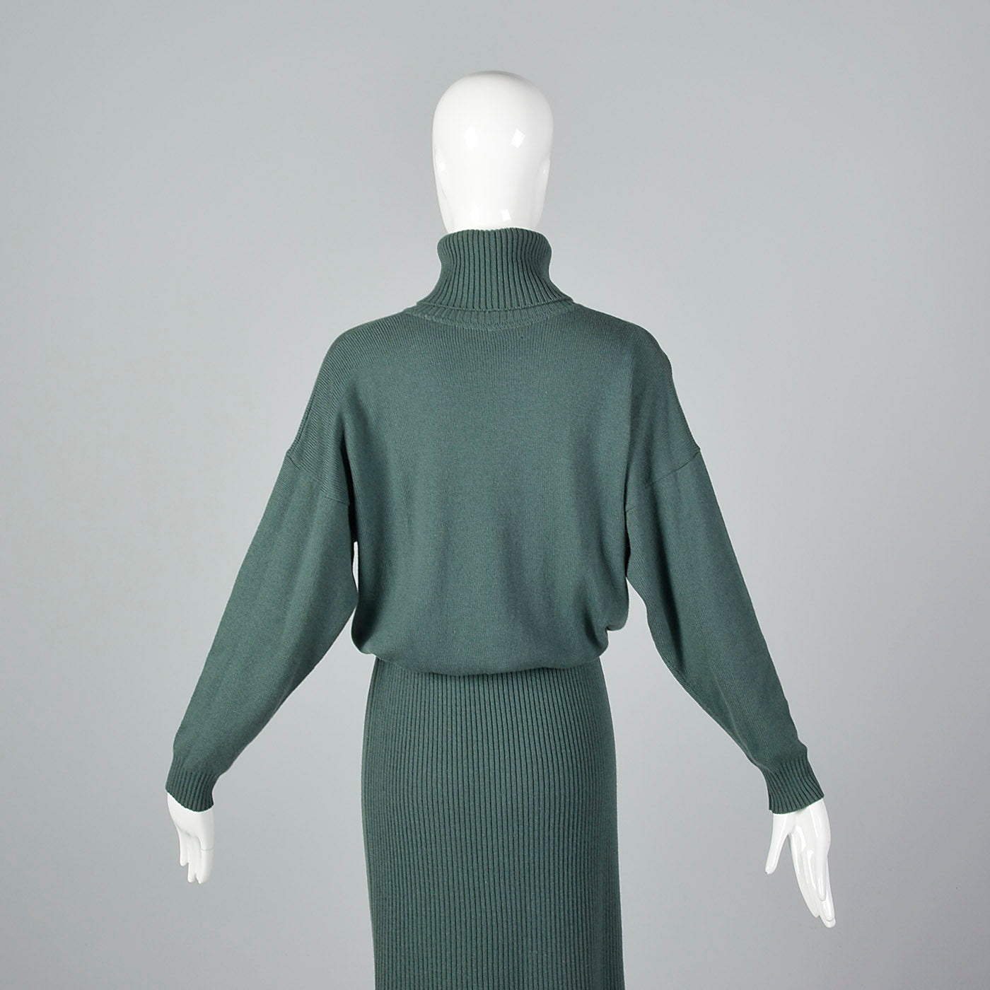 1980s Sage Green Cashmere Dress