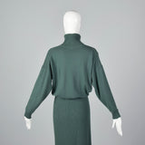 1980s Sage Green Cashmere Dress