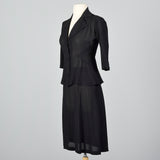 1940s Sheer Black Skirt Suit