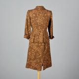 1950s Brown Lace Overlay Skirt Suit