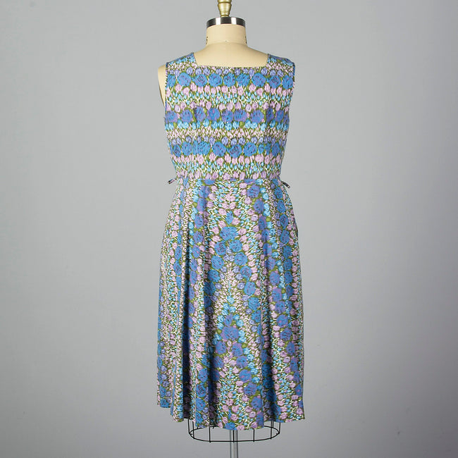 1950s Abstract Floral Print Dress