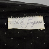 XXS 1950s Adele Simpson Black and White Polka Dot Dress