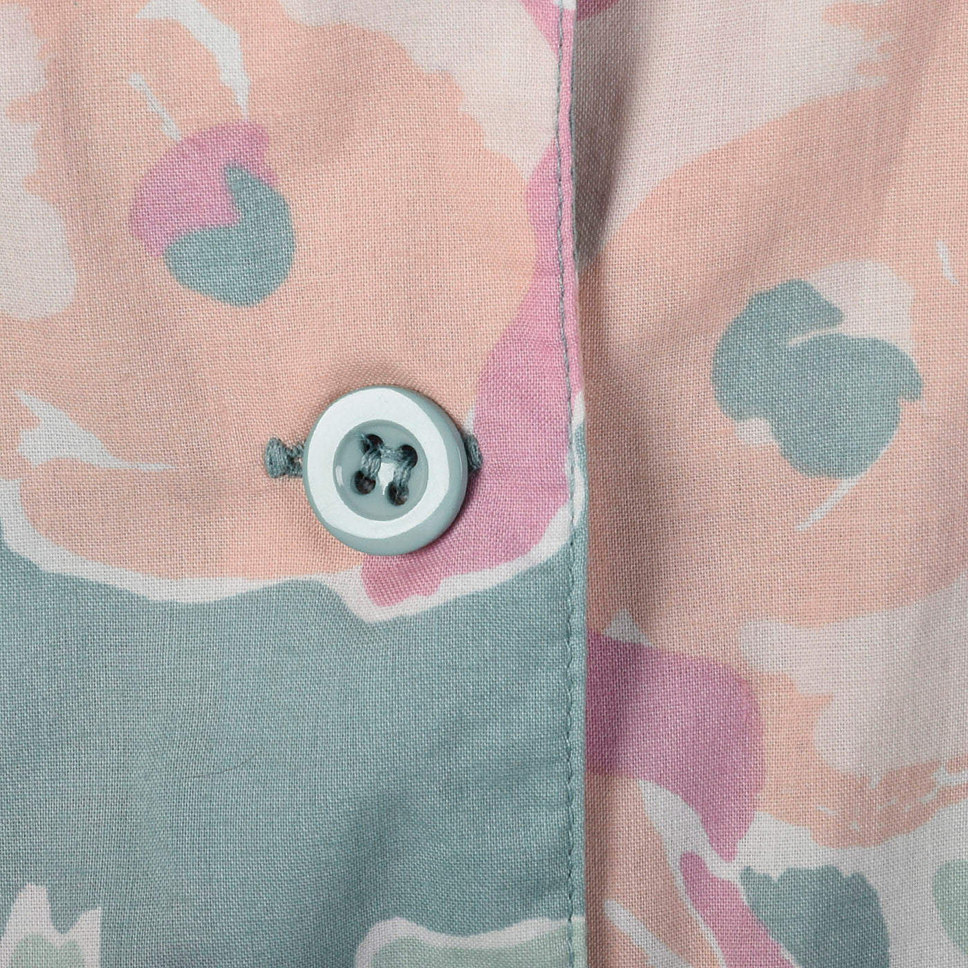 1980s Sage Green Jumpsuit with Pastel Floral Print