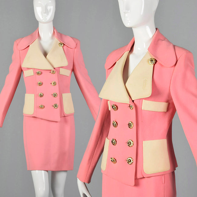 XS Christian LaCroix 1980s Pink Skirt Suit
