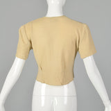 Lampl 1930s Short Sleeve Cream Cardigan Sweater