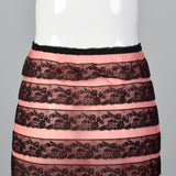 1950s Schiaparelli Pink Half Slip with Layered Black Lace