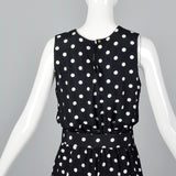 1980s Black and White Polka Dot Dress