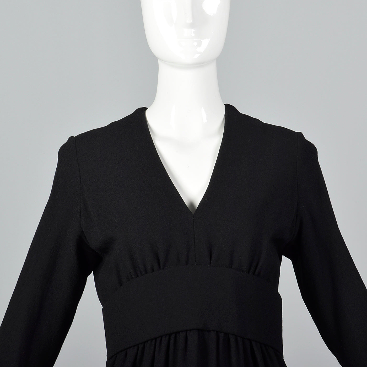 1970s Norman Norell Long Sleeve Little Black Dress in Winter Weight Wool, Gustave Tassell