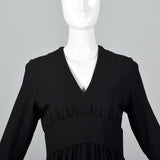 1970s Norman Norell Long Sleeve Little Black Dress in Winter Weight Wool, Gustave Tassell