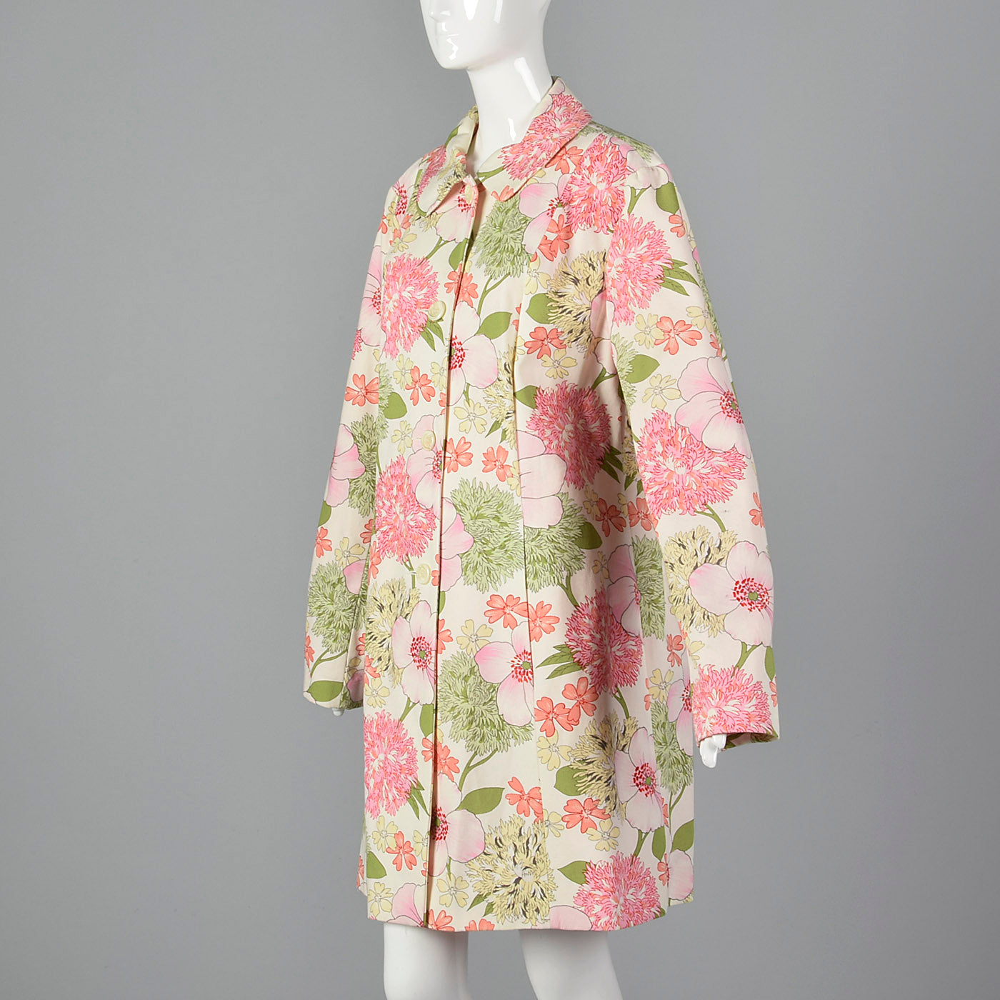 1960s Pink Floral Spring Coat