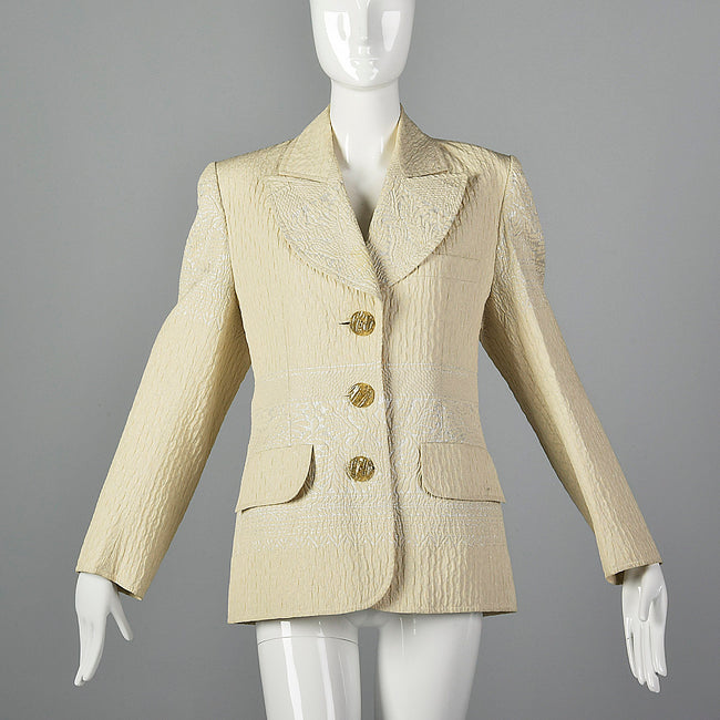 Medium Christian Lacroix 1990s Cream and Silver Blazer