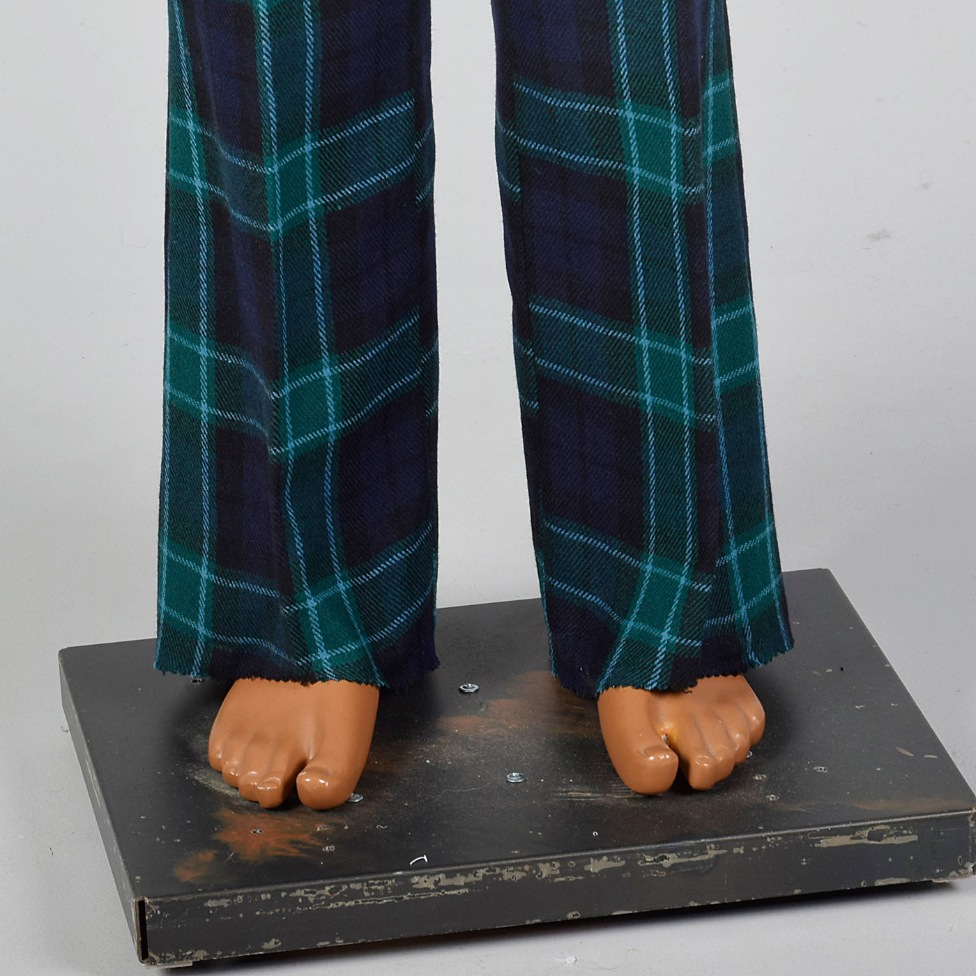 1970s Mens Deadstock Plaid Bell Bottom Pants