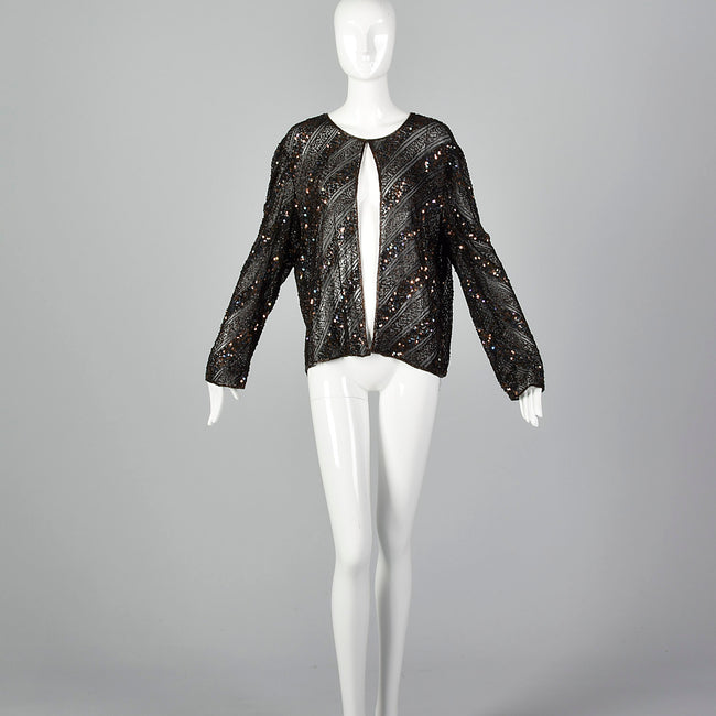 Large 1970s Beaded Open Front Top