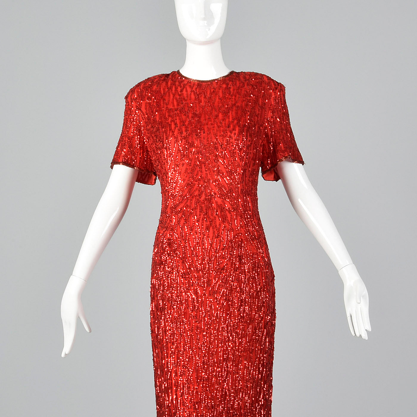 1980s Red Sequin Party Dress