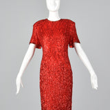 1980s Red Sequin Party Dress