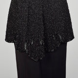 Medium 1940s Little Black Dress Beaded Art Deco Rayon Short Sleeve Peplum