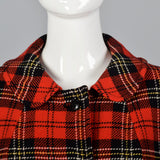 1950s Pendleton Bright Red Tartan Plaid Coat