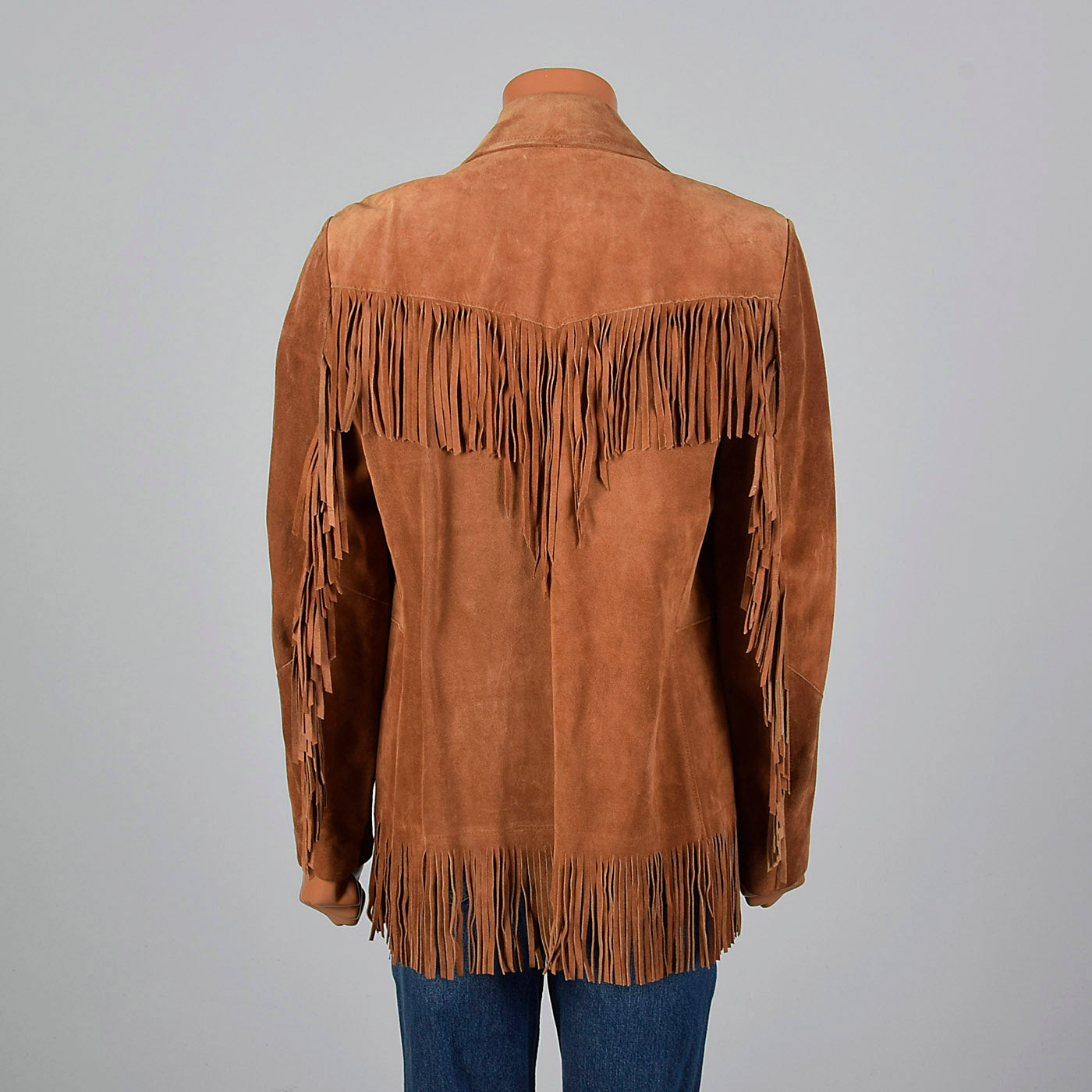 1970s Mens Brown Leather Fringe Jacket