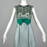 Small 1960s Saks Fifth Blue Beaded Maxi Dress