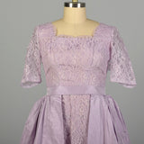 XL 1950s Set Lavender Lace Cocktail Party Peplum Waist Wiggle Dress