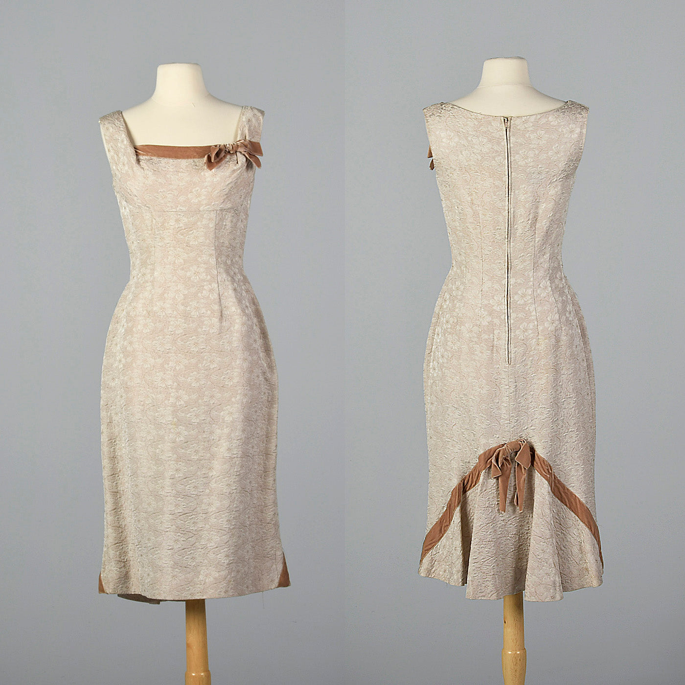 1950s Tan Dress with Mermaid Skirt