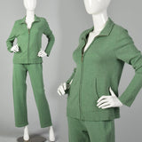 Small 1990s Green Cashmere Two Piece Set Pants and Jacket