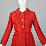 1950s Bright Red Dress Coat
