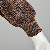 Small 1980s Dress Missoni Metallic Knit Knee Length Long Sleeve Sweater Party