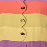 1930s Yellow Rayon Day Dress with Striped Bodice