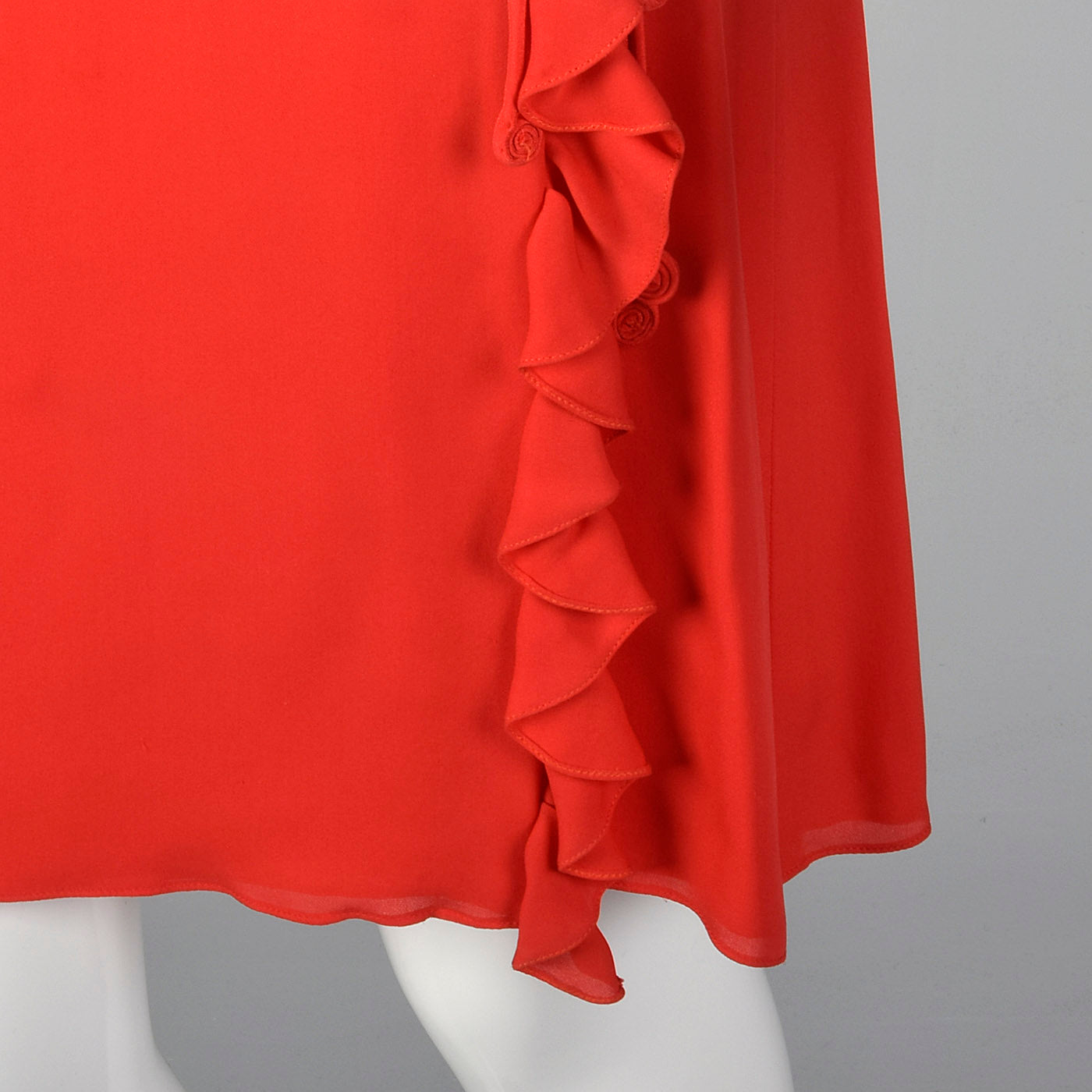 1990s Carolina Herrera Red Silk Dress with Wrap Skirt