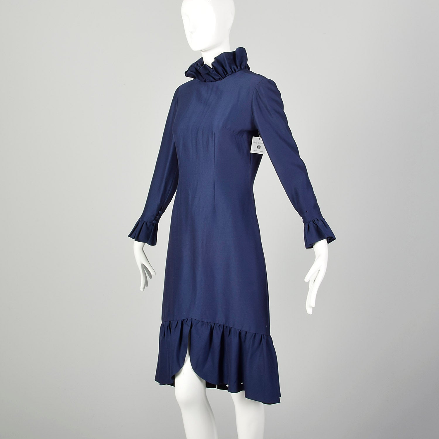 Small 1960s Dress Modest Ruffle Long Sleeve Avant Garde Theatre Costume As-Is