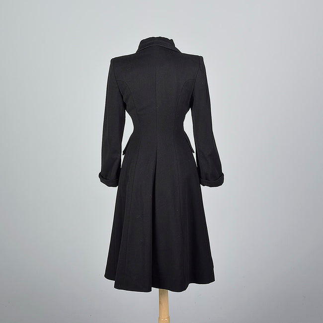 1940s Classic Black Princess Coat