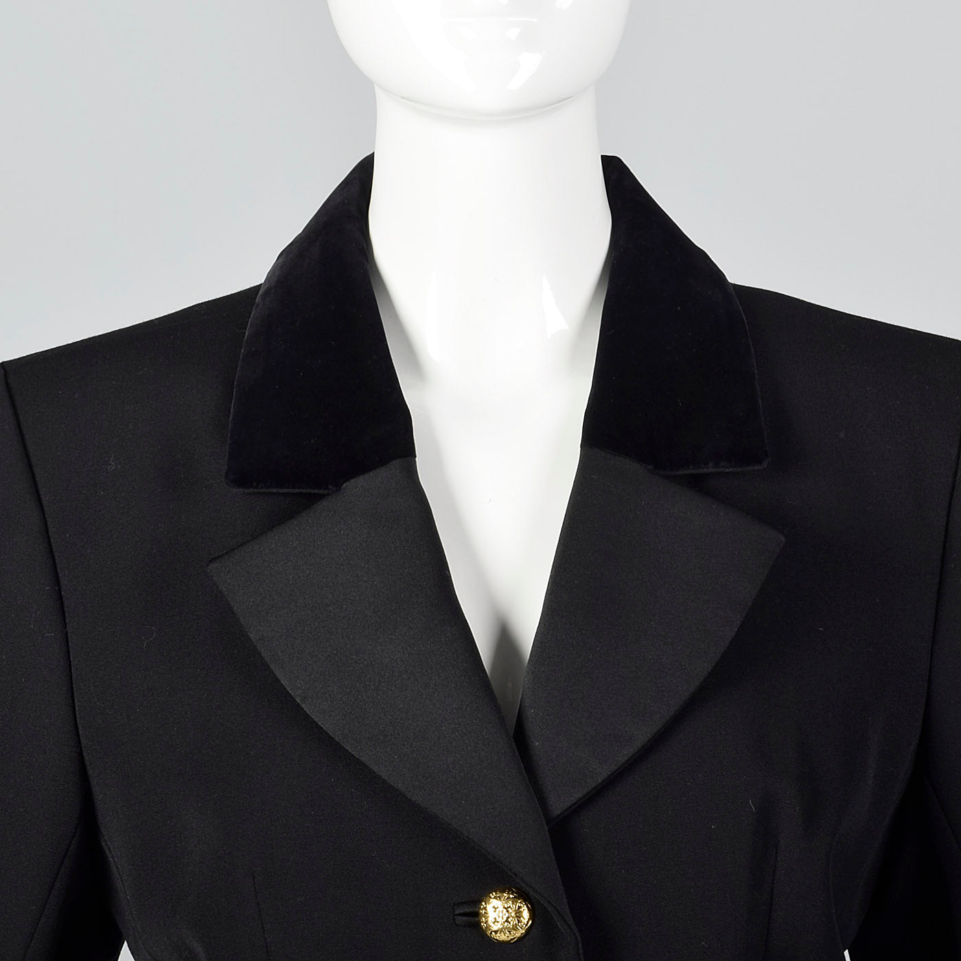 Yves Saint Laurent Rive Gauche Black Skirt Suit with Velvet Trim