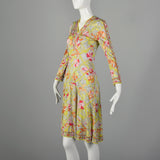 XXS 1960s Emilio Pucci Dress Long Sleeve Signature Print Silk Rayon Jersey