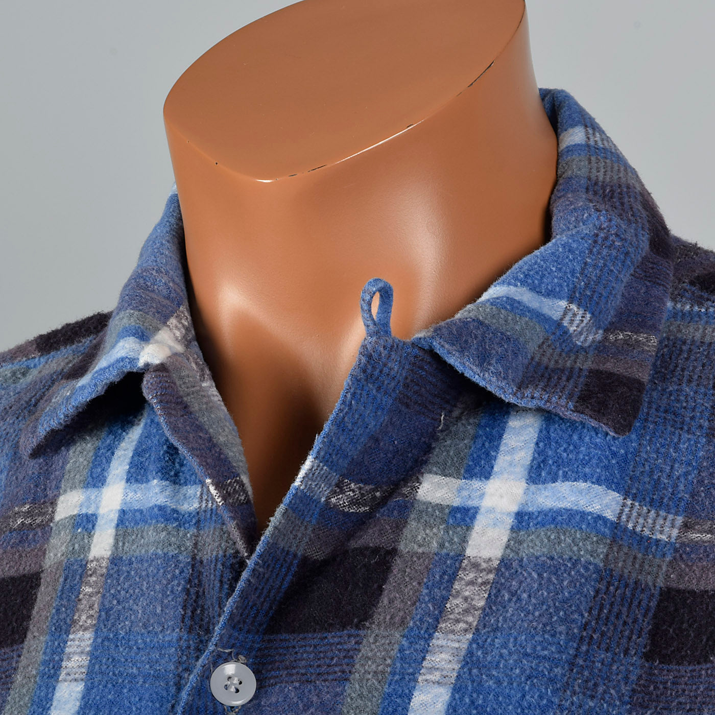 1950s Pilgrim Blue Plaid Flannel Shirt