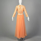 Large Nat Kaplan 1970s Chiffon and Lace Gown