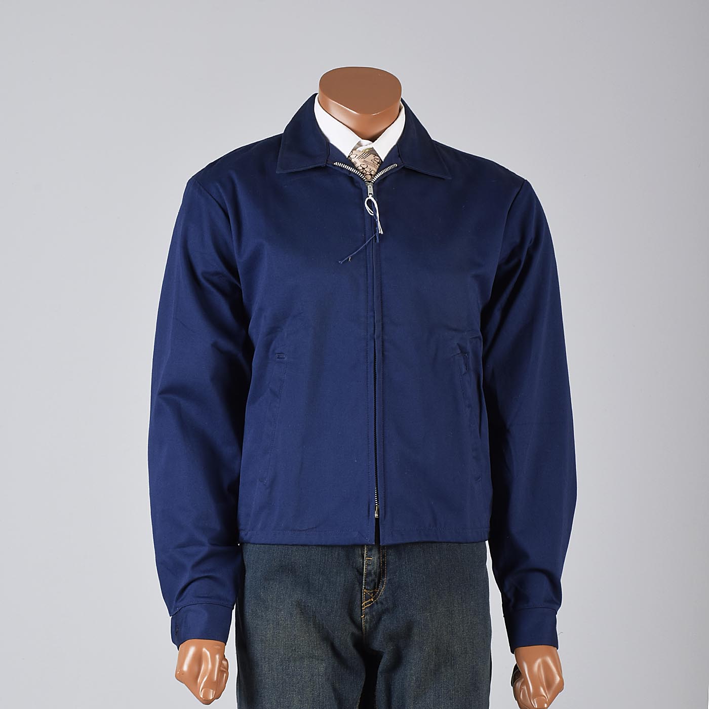 Deadstock 1950s Men's Big Yank Sanforized Blue Work Wear Zip Jacket