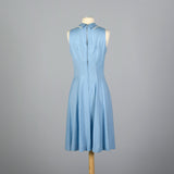 1950s Blue Dress with Floral Lace Trim