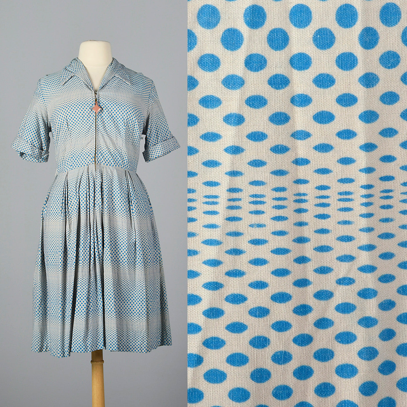 1950s Op Art Print Dot Dress
