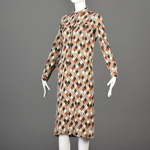1970s Givenchy Argyle Knit Dress with Matching Scarf