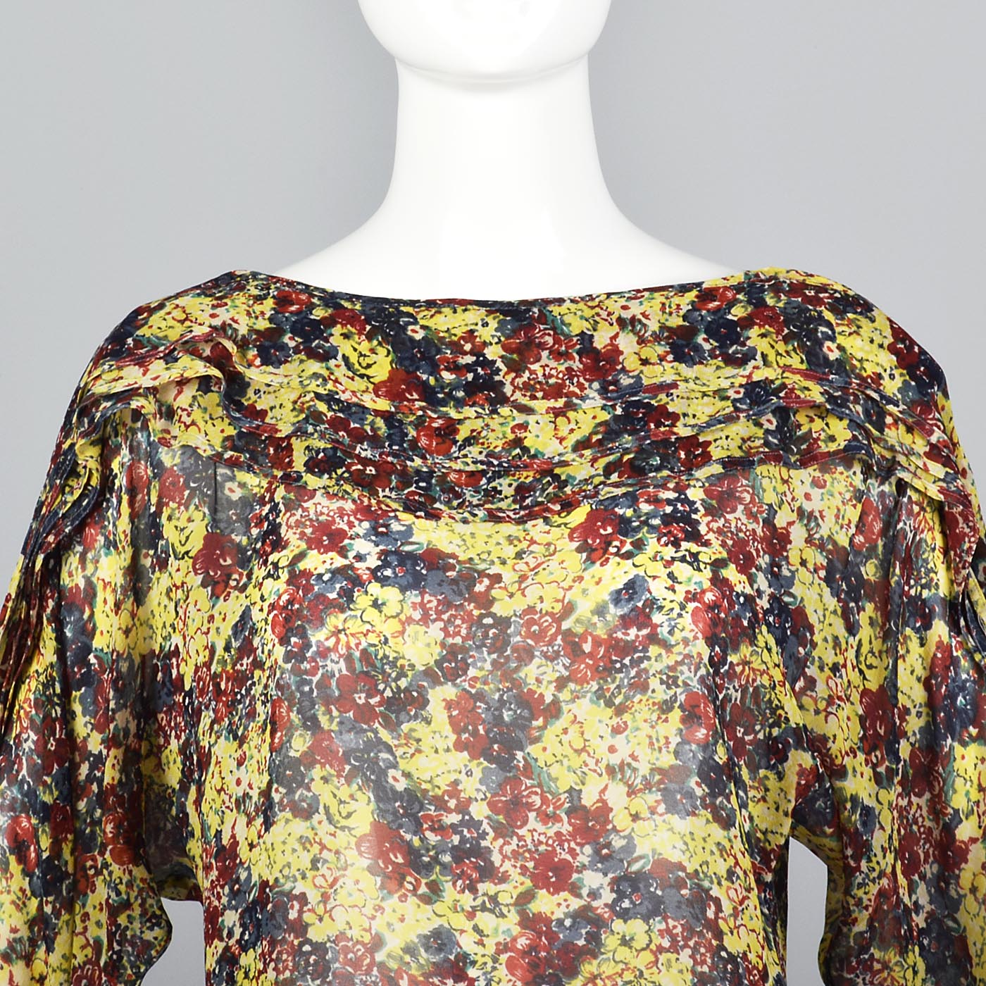 1980s Gianni Versace Sheer Bohemian Silk Blouse