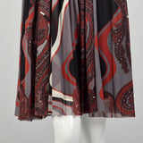 XXS Jean Paul Gaultier Soleil Black Dress Sexy Red Mesh Long Sleeves