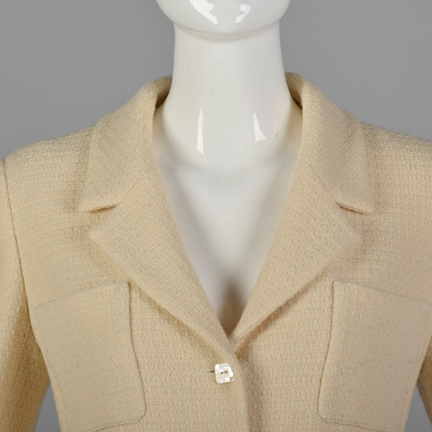 Medium Chanel 1990s Cream Wool Jacket