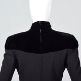 Lanvin Tight Black Pencil Dress with Velvet Shoulders