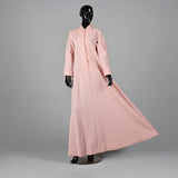 1970s Pink Knit Maxi Dress with Cape
