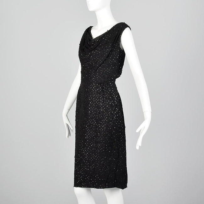 Medium 1960s Deadstock Black Sequin Dress