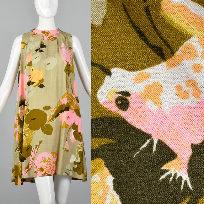 1960s Novelty Frog Print Dress